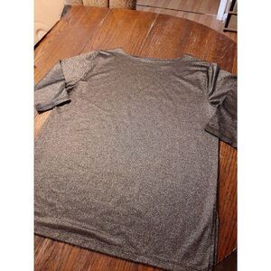 XL Karen Scott Stretch Black Metallic Gold Tunic Top with Side Slits 3/4 Sleeve